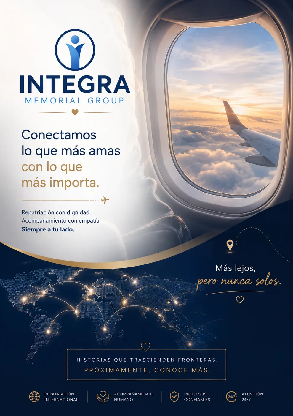 Conexiones aéreas internacionales vistas desde un avión